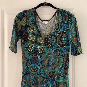 Lularoe “Nicole” dress, blue pattern
